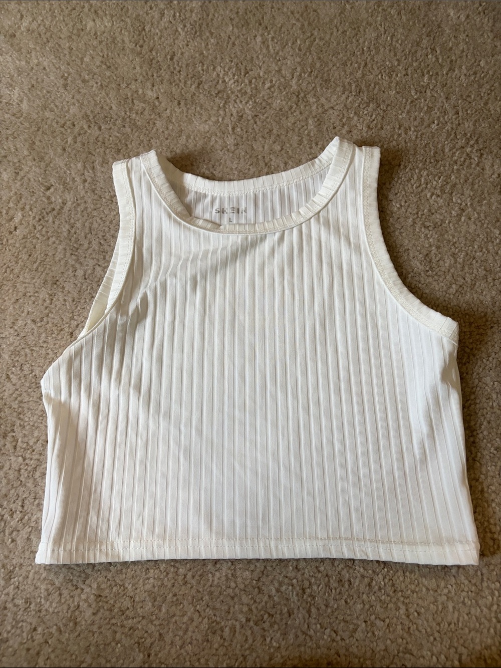 SHEIN White Ribbed Crop Tank Top